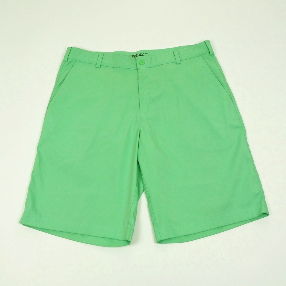 Nike Golf Shorts Mens 35 Green Dri-Fit Flat Front Stretch Tour Performance Blend
